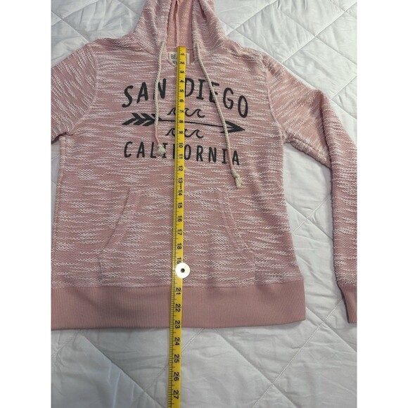 Beach By Exist Knit Hoodie San Diego Slim Pink White Lightweight Size M - Picture 3 of 7